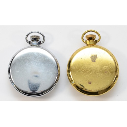 606 - Smiths, two metal cased pocket watches.
Both working when catalogued