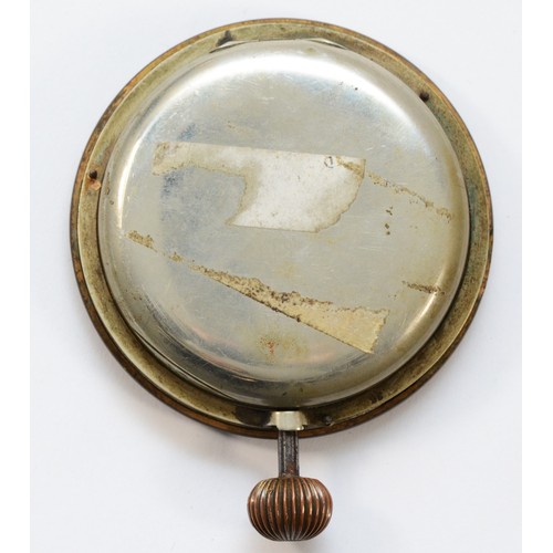 607 - A nickel case travelling 8 day clock, 65mm.
Working when catalogued, damage to the dial