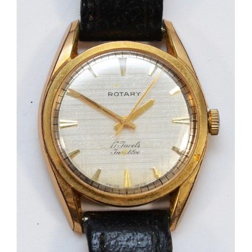 610 - Three watches to include, Rotary, a gold plated manual wind gentleman's wristwatch, textured dial, 3... 