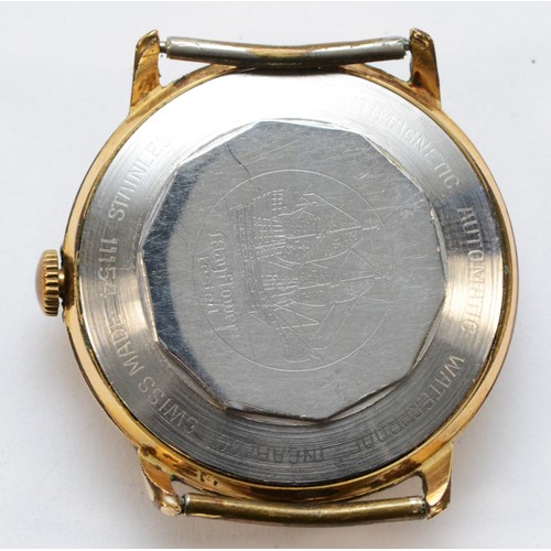 620 - ONSA, a gold plated automatic date gentleman's watch head, 33mm.
Working when catalogued