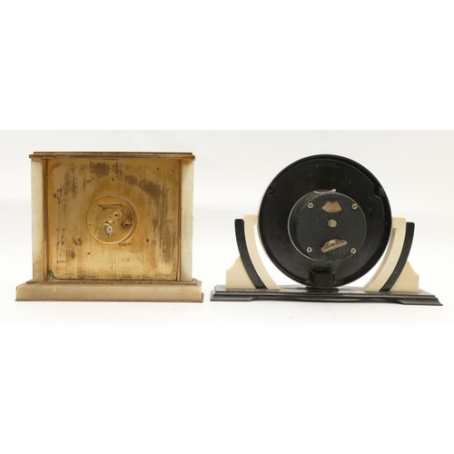 657 - Two Smiths mantel clocks, to include, a 1950s Bakelite example with an eight day movement, and a bra... 