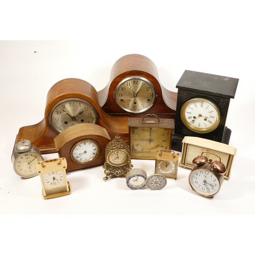 662 - A collection of mid twentieth-century and later mantel clocks, wall clocks and barometers, to includ... 