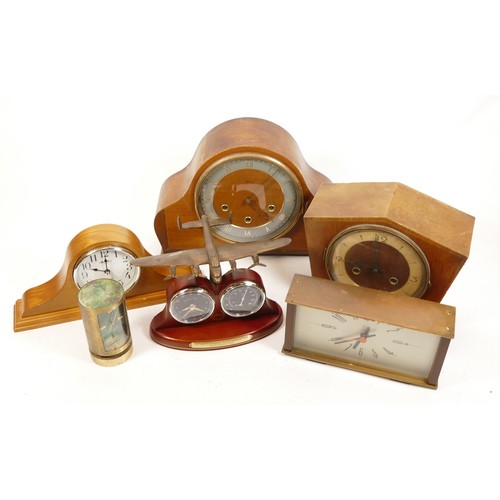 682 - A collection of mid twentieth-century and later mantel clocks, wall clocks and barometers, to includ... 