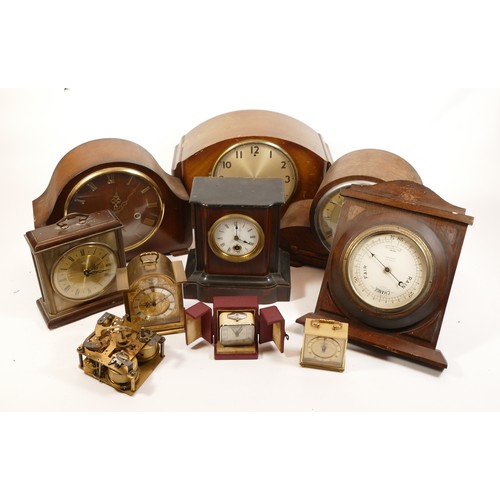 682 - A collection of mid twentieth-century and later mantel clocks, wall clocks and barometers, to includ... 