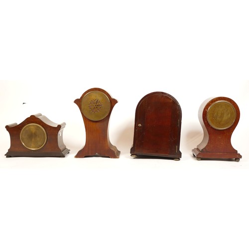 688 - Four mahogany cased mantel clocks, to include, two Asprey examples, one with a quartz movement and a... 