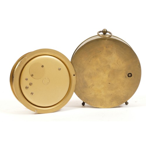 693 - A Shatz bulkhead clock, stamped Ships Bell, seven jewels, with an eight day movement, 11cm diameter,... 