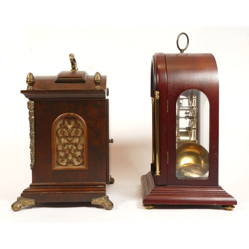 695 - A Warmink mahogany-cased mantel clock with moon phases and a Westminster chime, together with an arc... 