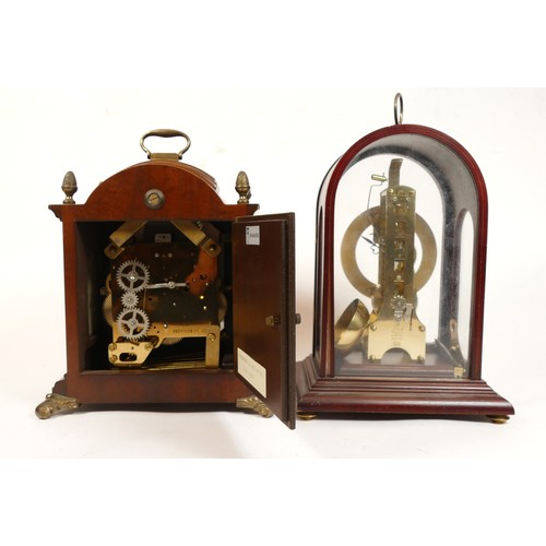 695 - A Warmink mahogany-cased mantel clock with moon phases and a Westminster chime, together with an arc... 