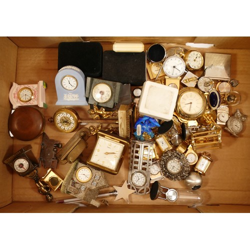 696 - A collection of mid twentieth-century and later mantel clocks, miniature clocks and barometers, to i... 