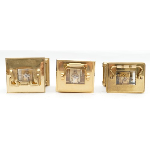 709 - Three mid to late twentieth century brass carriage clocks, to include, a JW Benson example, with a F... 