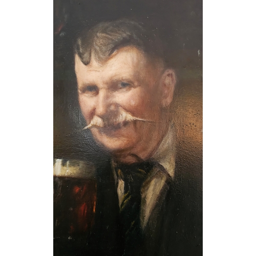 392 - Frederick (Fred) William Elwell RA (1870-1958), portrait of man with a pint, unsigned, oil on board,... 