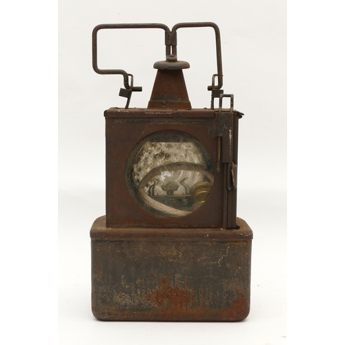 50 - An LMS Railway lantern, for petroleum use only, complete with burner, H-26cm.