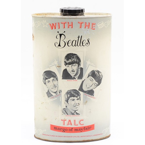 141 - An original 1960s Margo of Mayfair 'With the Beatles' talc, the metal tin with different images to e... 