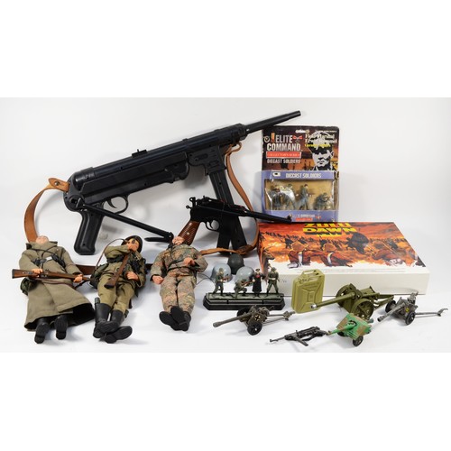 145 - Three Action Man figures in full uniform, together with model diecast German soldiers, diecast model... 