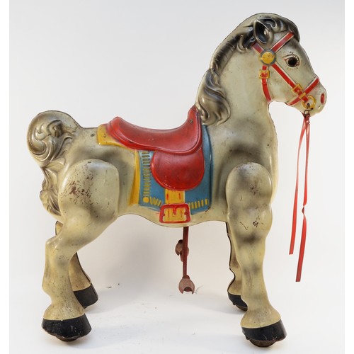 147 - A 1950s Mobo pedal horse, in pressed steel, together with a Kelo pogo stick. (2)