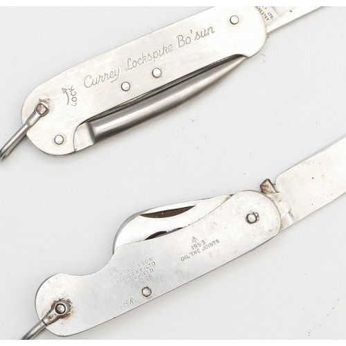 378 - The Malcolm Miller, a stainless steel Bo'sun Lockspike Yachtsmans Schooner Folding Knife, two WD loc... 