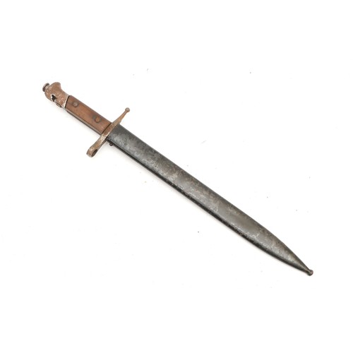 381 - A bayonet with wood handle, the guard stamped BH 4358, fullered 12