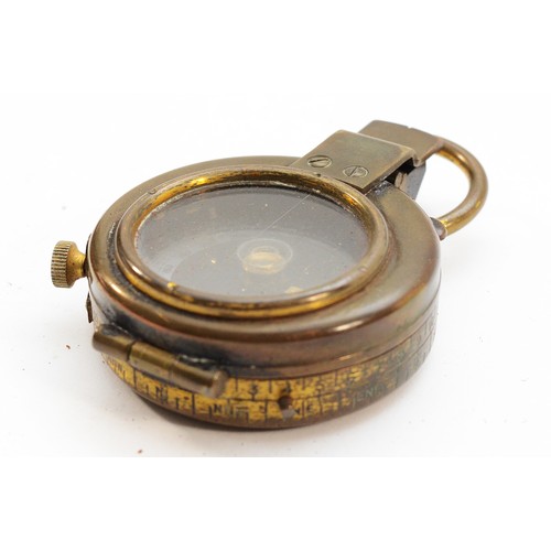 399 - WWI British Military compass, dated 1917 on the leather case, stamped broad arrow.