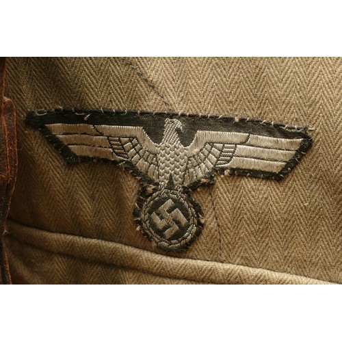 419 - WWII German Third Reich M41 Field grey/beige tunic, featuring the Jäger Korps badge as well as the A... 