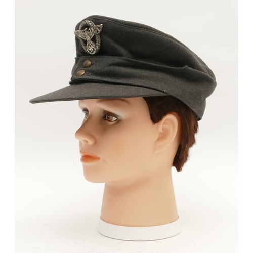 431 - WWII German Third Reich M43 Police cap, embroidered with the eagle and swastika, presuming belonged ... 