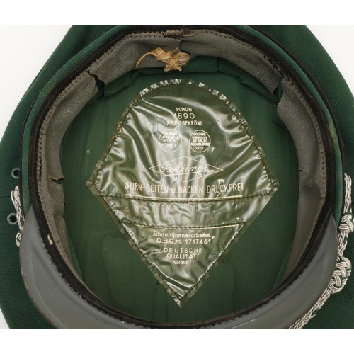 435 - WWII German Third Reich Officers green visor cap, embroidered with the eagle, swastika removed and w... 