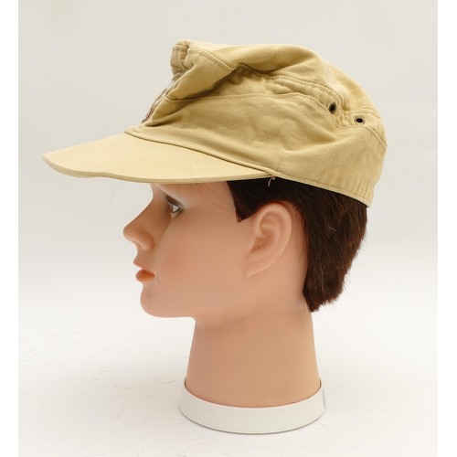 445 - WWII German Third Reich M41 Luftwaffe Tropical cap, embroidered with the eagle with swastika insigni... 