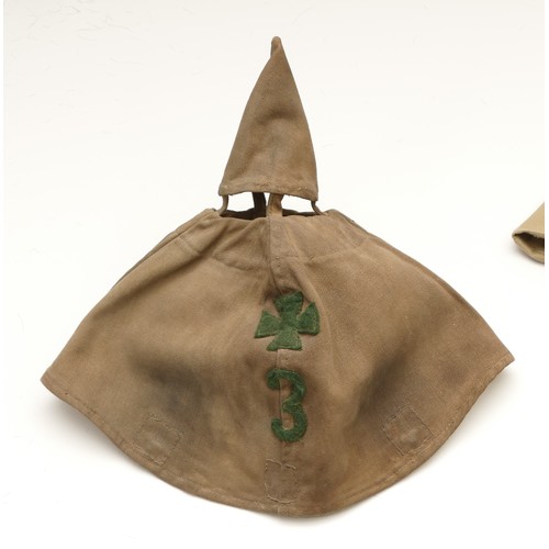 446 - WWI pair of Pickelhaube covers, Landsturm regiment number three and another marked 170.
This is a ve... 