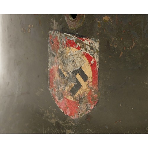 454 - WWII German M42 helmet, insignia decal of the Third Reich flag on the side, interior stamped NSH6, H... 