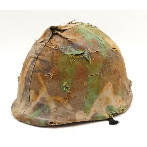 460 - US Military Vietnam war era M1 camouflaged helmet, stamped US 30, original interior with one of the ... 