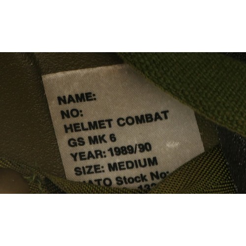 463 - A NATO stock combat helmet, GS Mk 6 1988/90, size medium, by N.P. Coventry, with camouflage cover