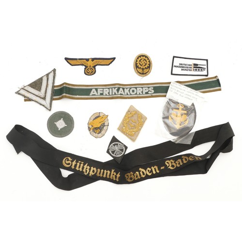 479 - WWII collection of German Third Reich patches, include the Kriegsmarine Artillery petty officer patc... 