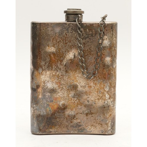 503 - WWII German Third Reich hip flask, embroidered with the Luftwaffe insignia, marked 900.