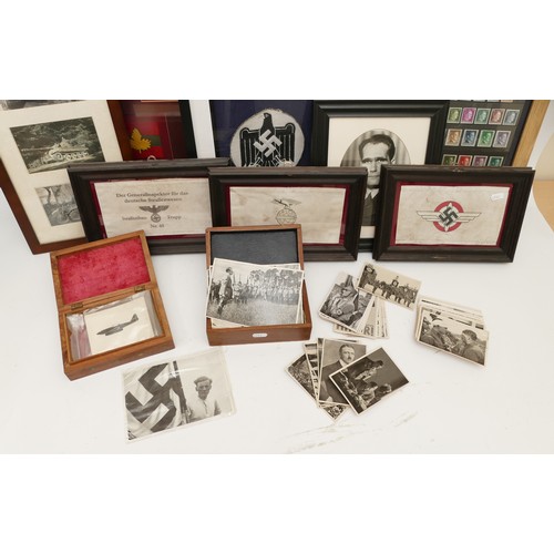 508 - WWII collection of framed prints, pictures and press photographs of the German Army including Hitler... 