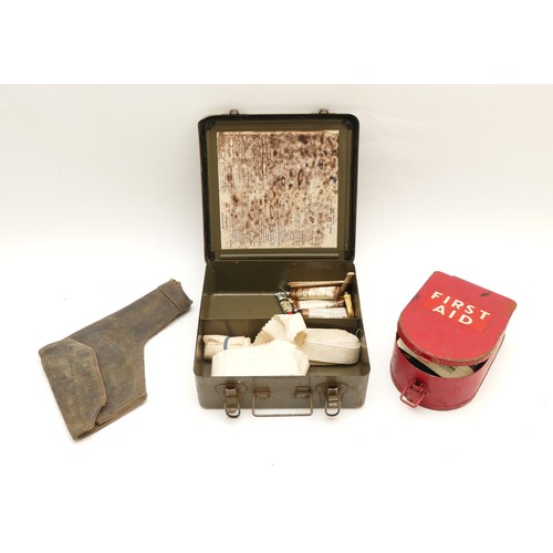 522 - A WWII period US Army medical department emergency first aid kit, with partial contents together wit... 