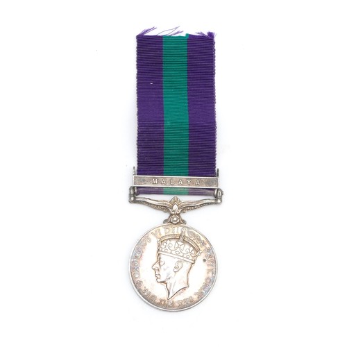 551 - A George VI G.S.M Malaya medal, awarded to 22406429 TPR. R. Scott. 12th Lancers.