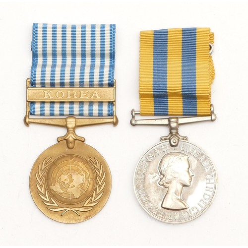 559 - ERII Pair of United Nations Korea war medals with a ERII 1950-1953 Korean medal, presented to L/SFX.... 