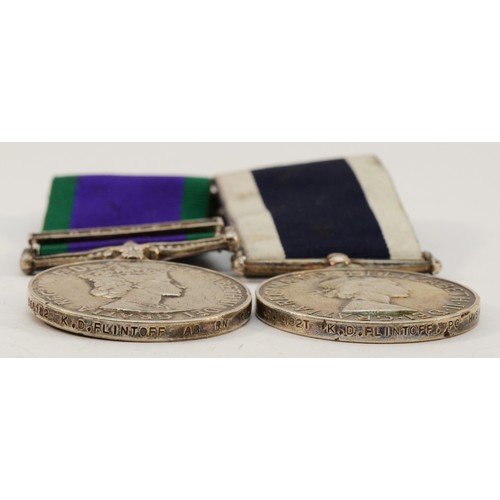 576 - ERII mounted naval pair of the Borneo and Long Service medals, presented to J968182T/968182. K. D. F... 