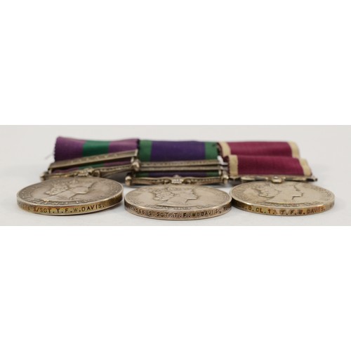 578 - ERII mounted Trio of the Malaya, Radfan with the clasp South Arabia and Regular Army medal, presente... 