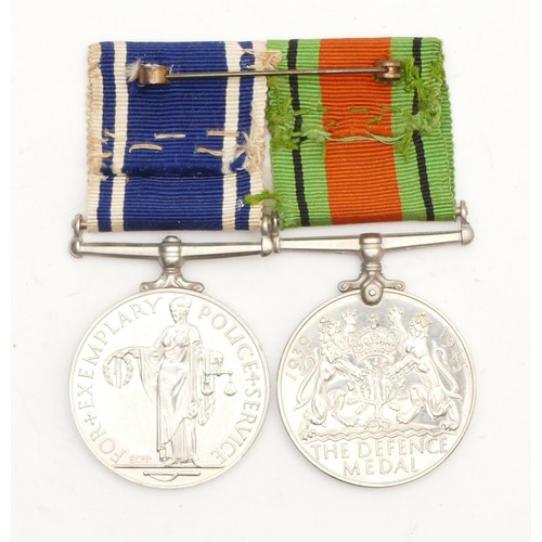 597 - WWII George VI Long Service Lancashire Police and Defence medal, awarded to SERGT. Cyril. A. J. Horn... 