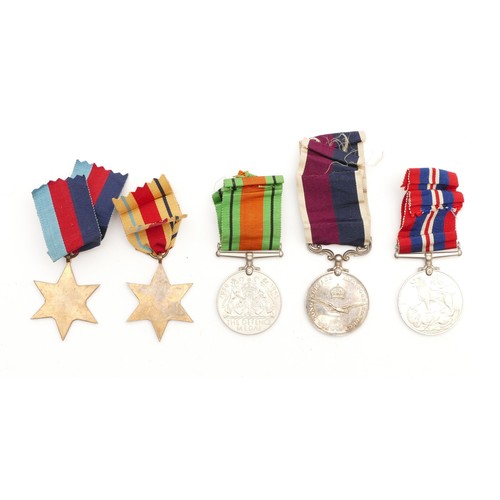 601 - WWII R.A.F group of medals including the 1939-1945 Star, Africa, Defence, War and the R.A.F Long Ser... 