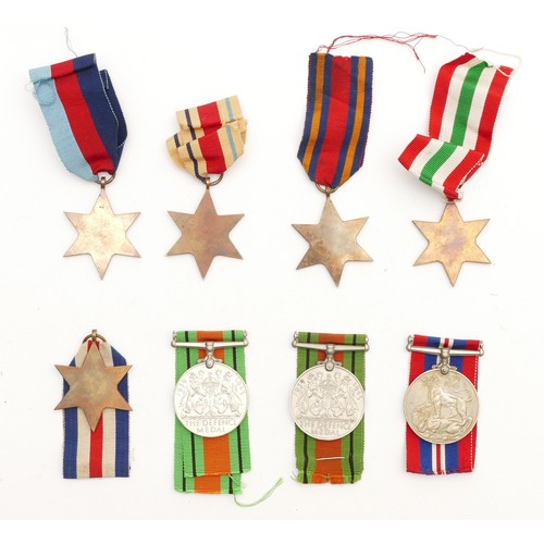 604 - WWII Medals, to include the 1939-1945 Star, Italy, Africa, Burma, France And Germany, two Defence an... 