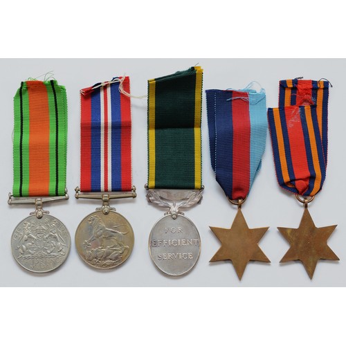 609 - WWII Territorial group to include the Burma, 1939-1945 Star, War, Defence and Territorial medal, awa... 