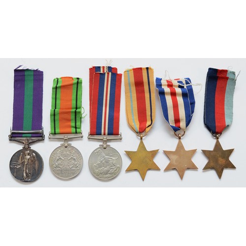 611 - WWII 1939-1945 Star, France And Germany, Africa, Defence, War and Palestine G.S.M, awarded to 187103... 