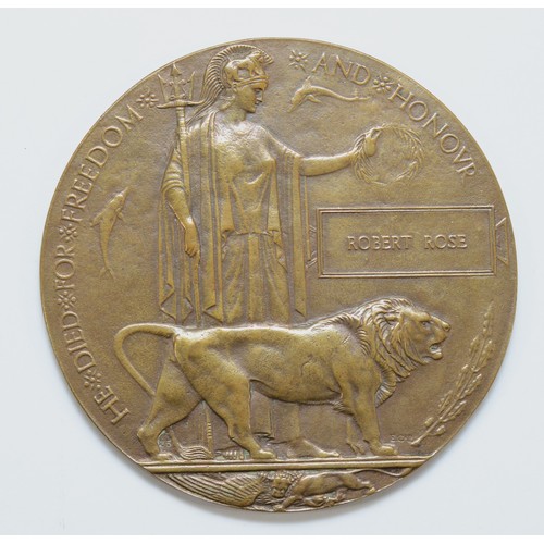 624 - WWI Death plaque, awarded to Robert Rose.