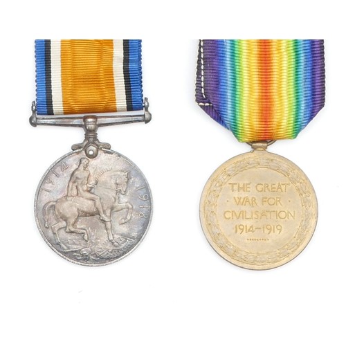 630 - WWI pair of War and Victory medals, awarded to G-50289 PTE. G. Clargo. Middlesex Regiment.