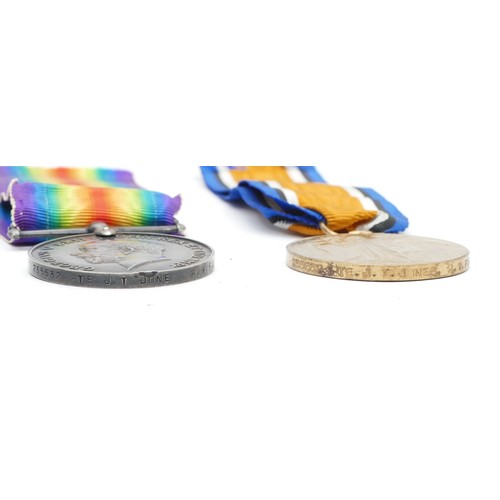 631 - WWI pair of War and Victory medals, awarded to 235532 PTE. J. T. Jones. R.W. Fusiliers.