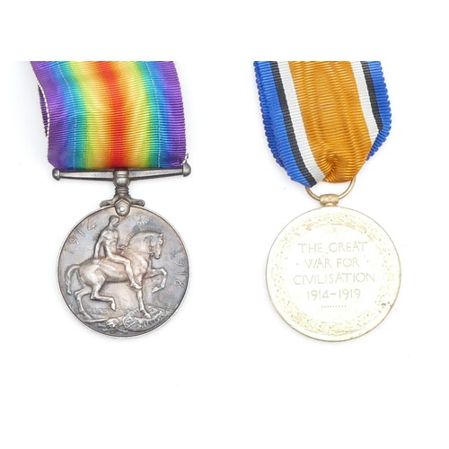 631 - WWI pair of War and Victory medals, awarded to 235532 PTE. J. T. Jones. R.W. Fusiliers.