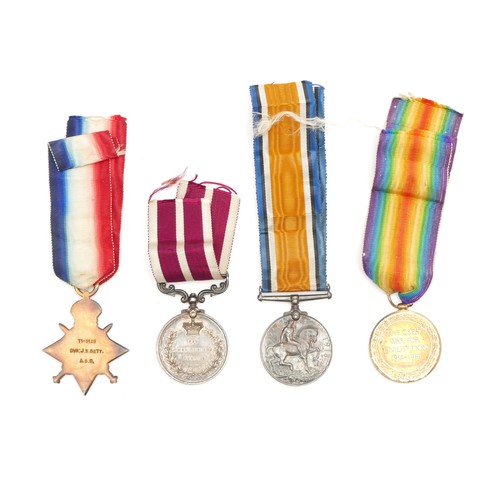 634 - WWI trio of War, Victory and the 1914-1915 Star and the Meritorious Service medal, awarded to T.I 51... 