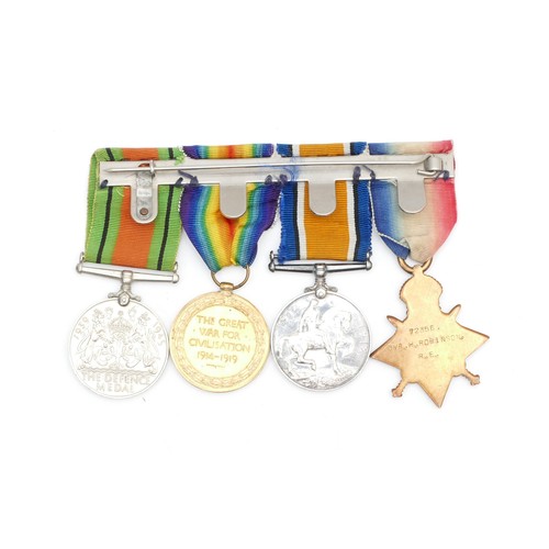 639 - WWI-WWII mounted trio of War, Victory and the 1914-1915 Star and Defence medal, awarded to 72356 DVR... 