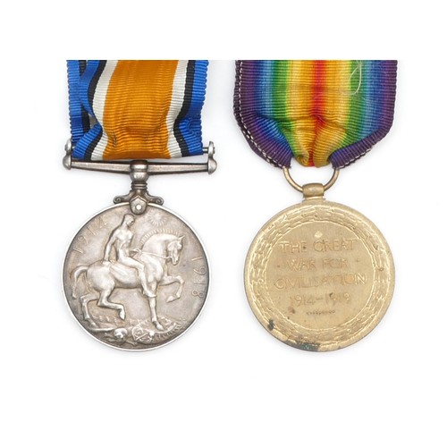 643 - WWI pair of War and Victory medals, awarded to Deal. 11035 -S- PTE. D. Hannah Royal Marines.